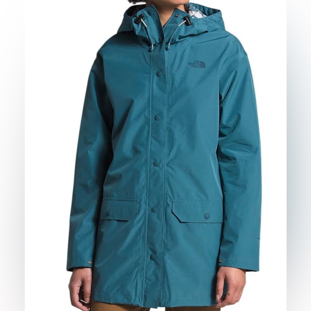North face mallard blue rain coat